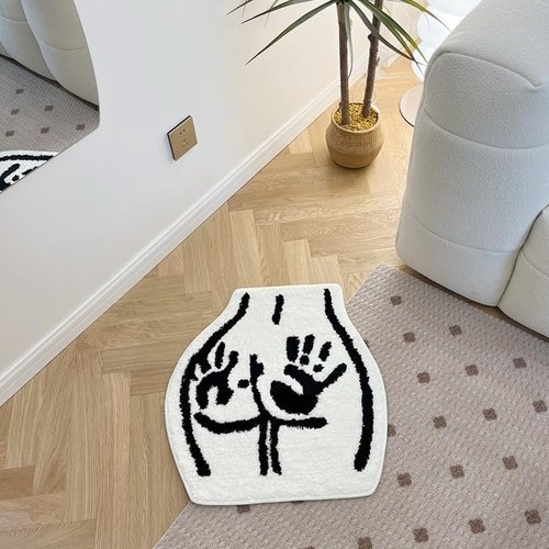 LAKEA Tufted Bathroom Rug - Soft, Non-Slip, Absorbent Handmade Carpet | 23.6" x 21.7" Handprint Design