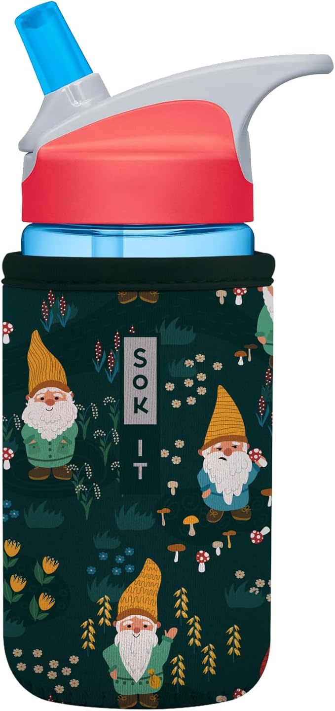 Sok It BotlSok Water Bottle Sleeve Insulated Neoprene Cover (Rollin' with my Gnomies, Fits 12oz CamelBak or Nalgene)