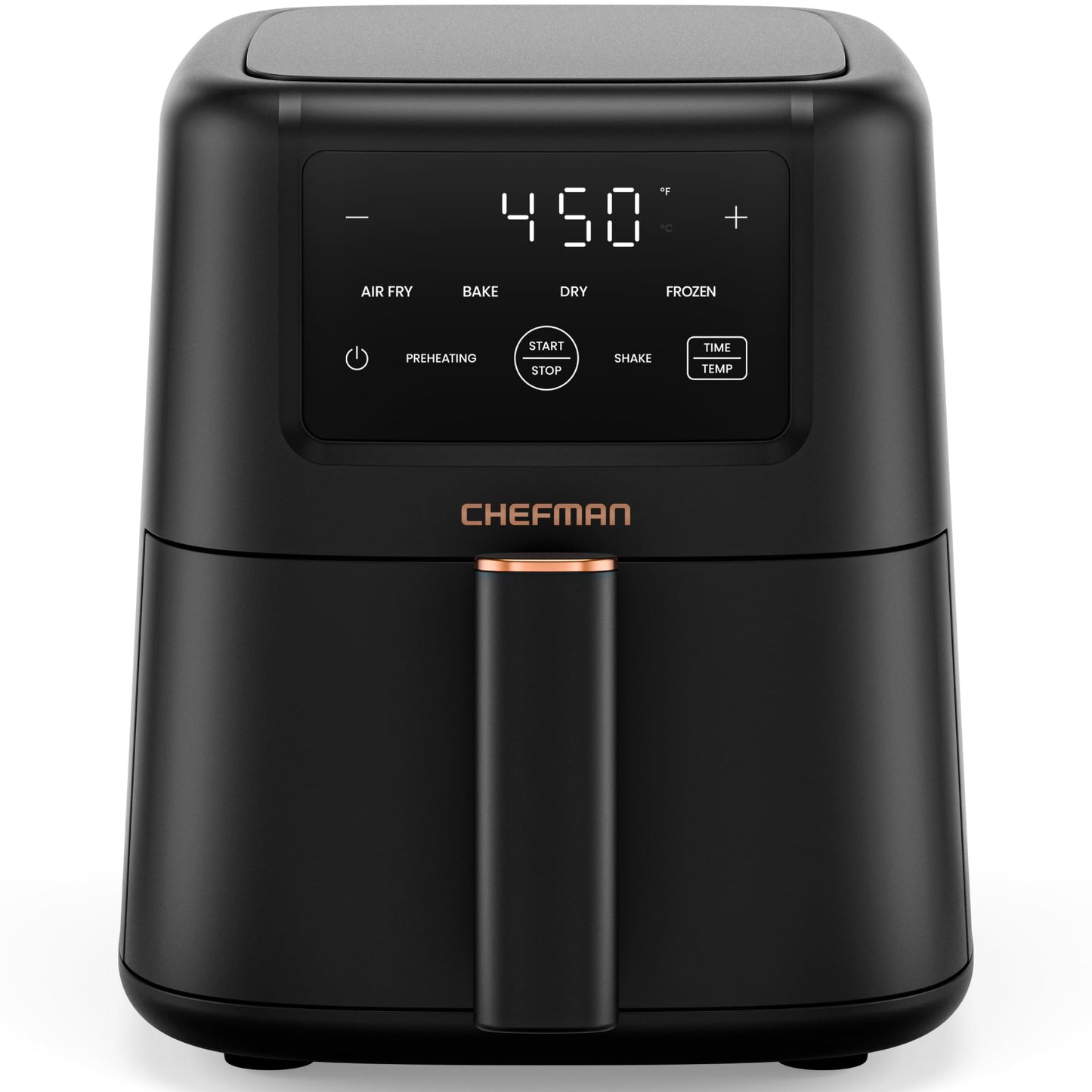 Chefman Air Fryer – 4-in-1 Slim 3.5 QT Airfryer, Air Fry, Bake, Dehydrate, Frozen, 450°F Max Temp for Extra Crispy Results in Minutes, Nonstick Ceramic Coating, Dishwasher-Safe Accessories - Black