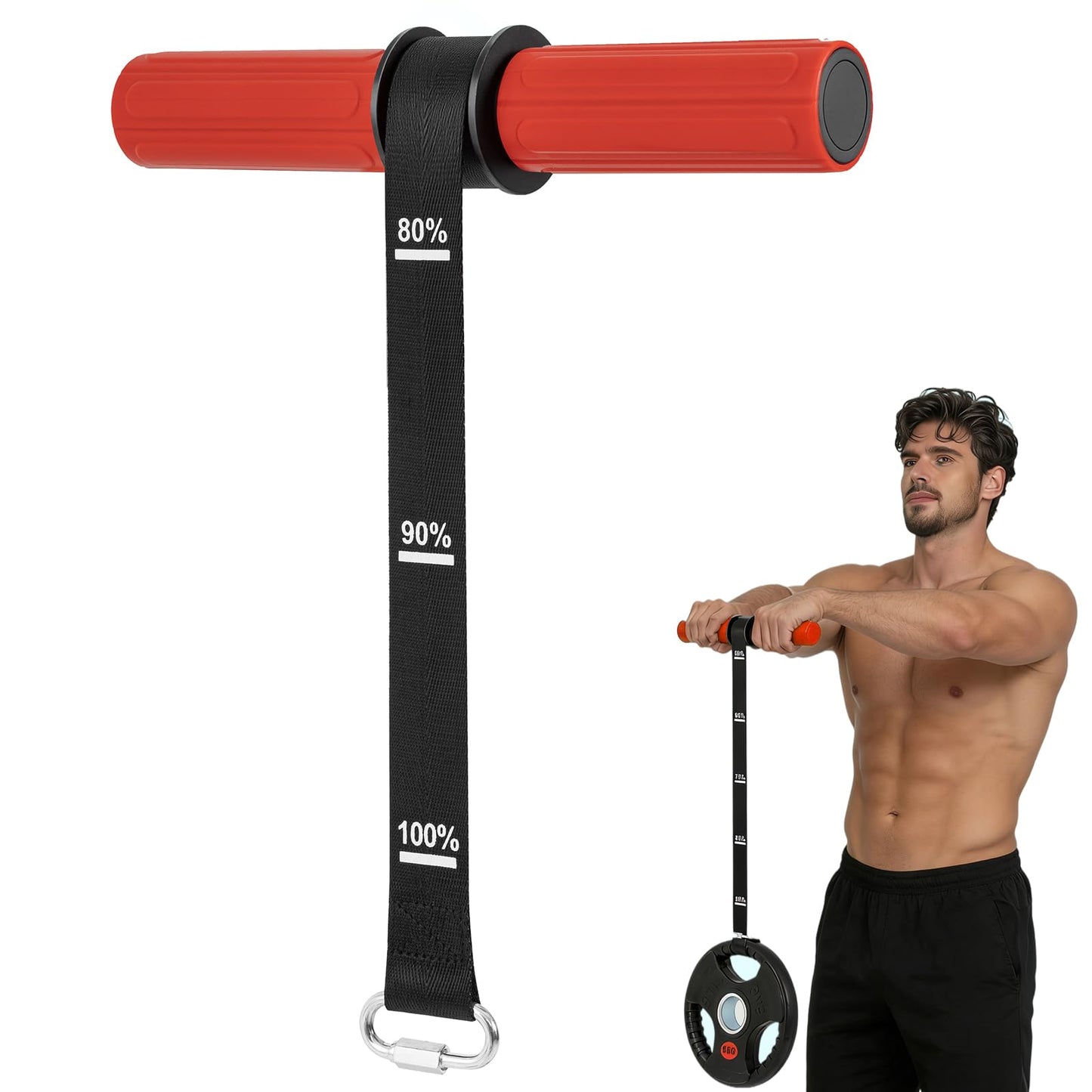 LIZAAL Forearm Strengthener & Wrist Roller，Forearm Exerciser with Thicker Silicone Handle, Forearm Trainer with Heavy-Duty Nylon Strap, Ideal for Muscle building,Grip Strength and Recovery Training - Red