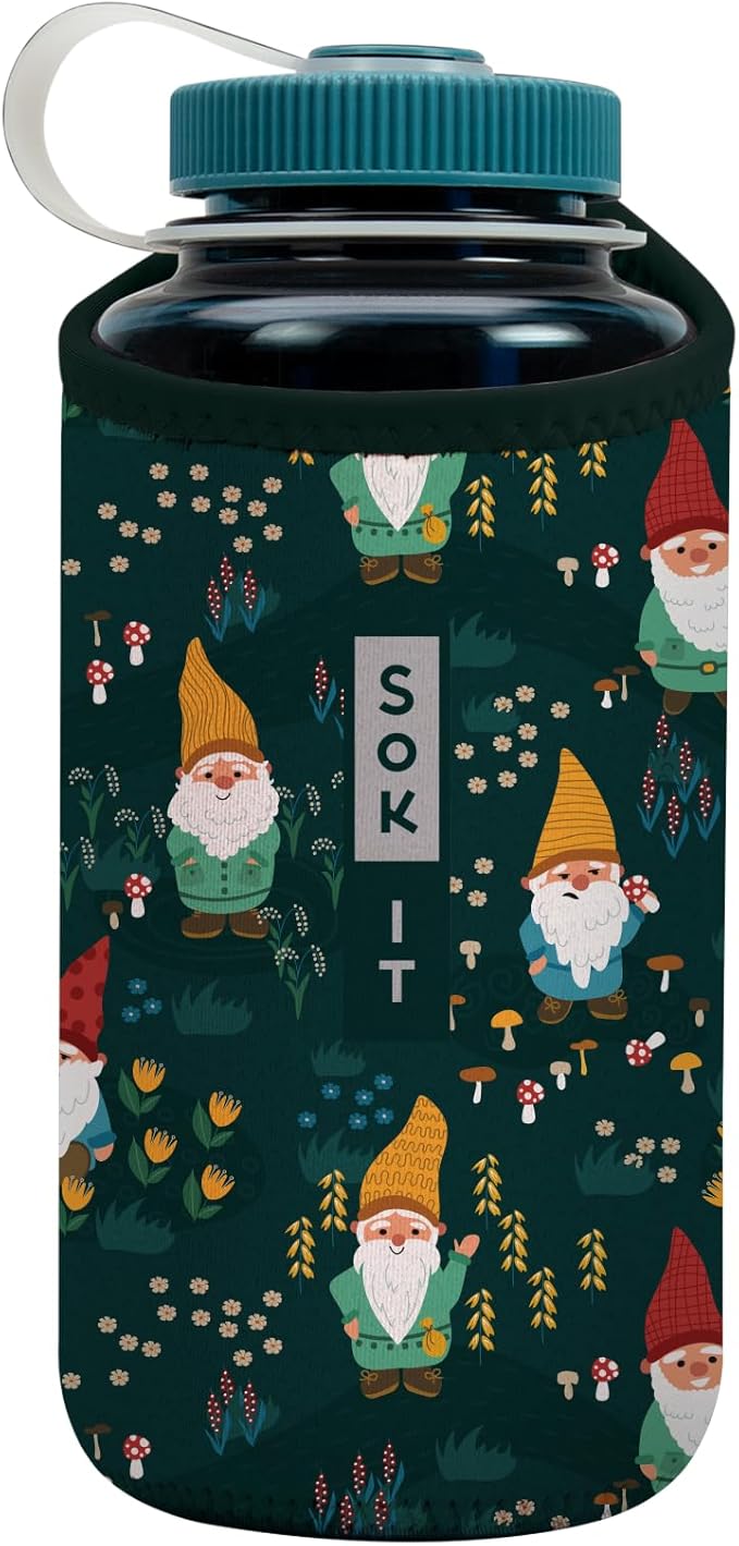 Sok It BotlSok Water Bottle Sleeve Insulated Neoprene Cover (Rollin' with my Gnomies, Fits 32oz Nalgene)