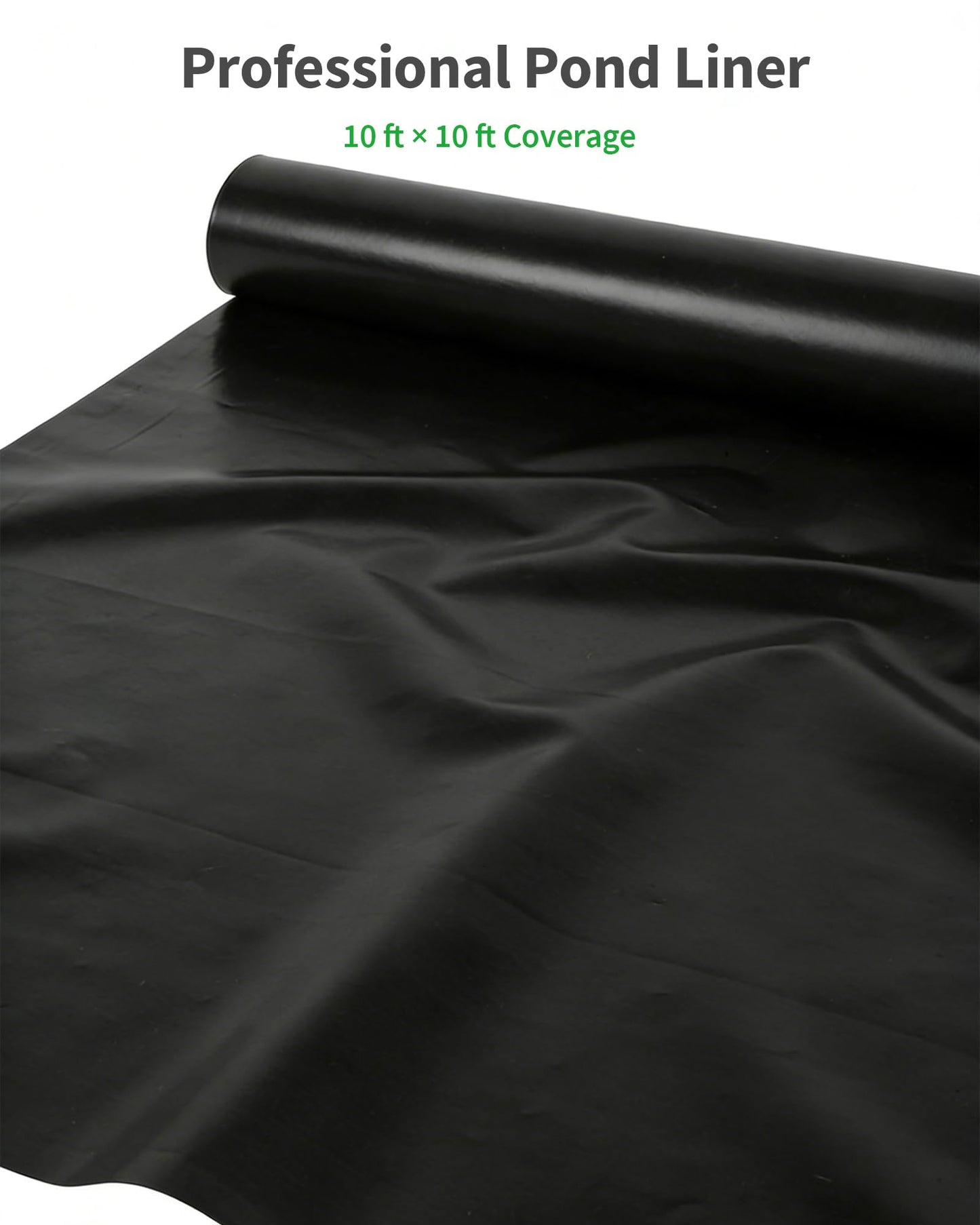 POPOSOAP Pond Liner, Mil Fish Pond EPDM Liner, U-V Resistant Preformed Garden Pond Liners for Outdoor Ponds, Koi Ponds, Garden Fountain, Waterfalls 10 x 10 FT 45Mil
