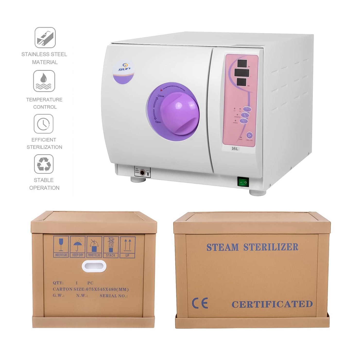 16L/18L/23L Benchtop Type Autoclave Class N Series Portable Lab Autoclave Steam Sterilizer (16L)