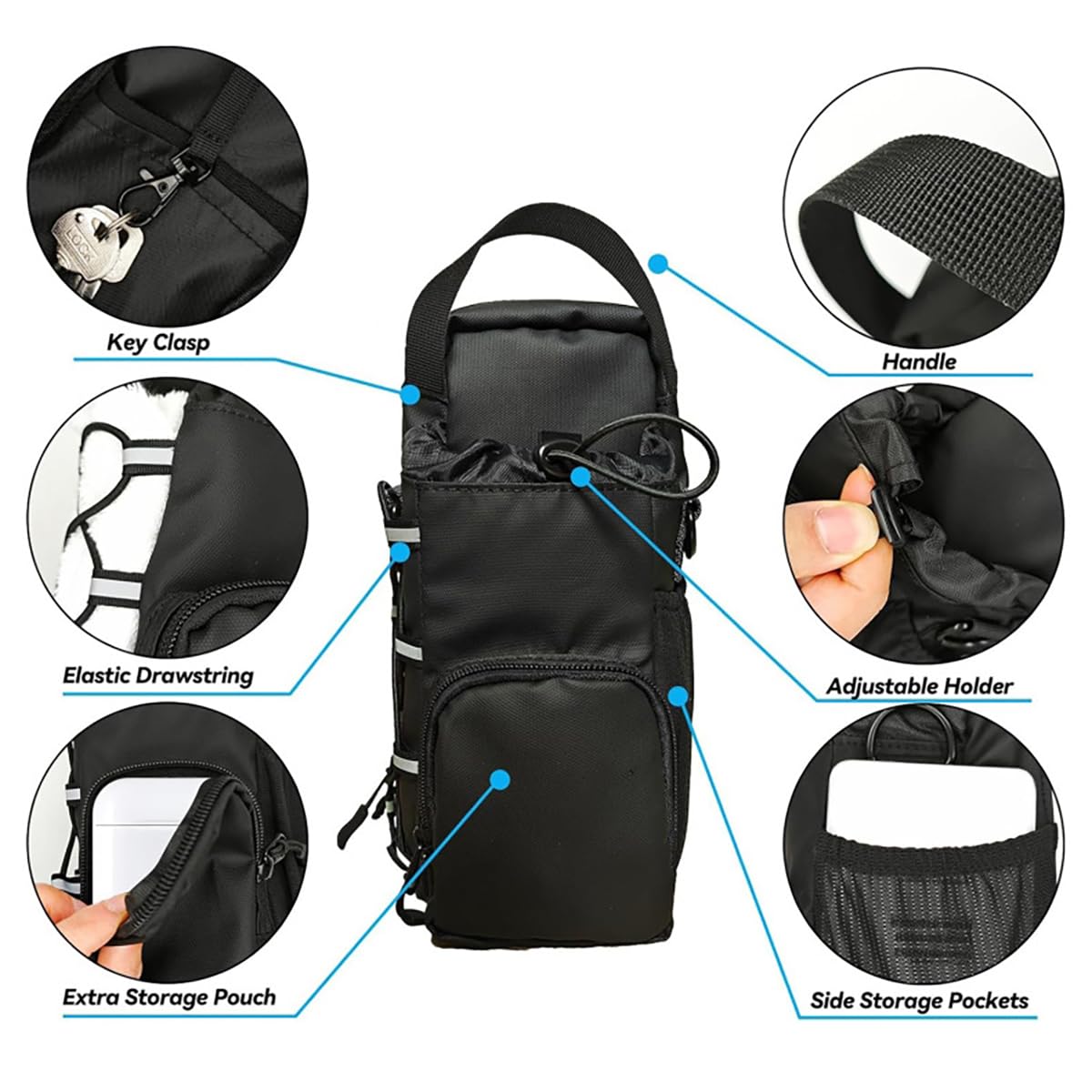 YMTengFei Magnetic Gym Bag with Water Bottle Holder & Phone Pockets & Shoulder Strap,Magnetic Bag Gym Accessories Organizer for Men Women,Crossbody Bag for Sports & Travel (Black)