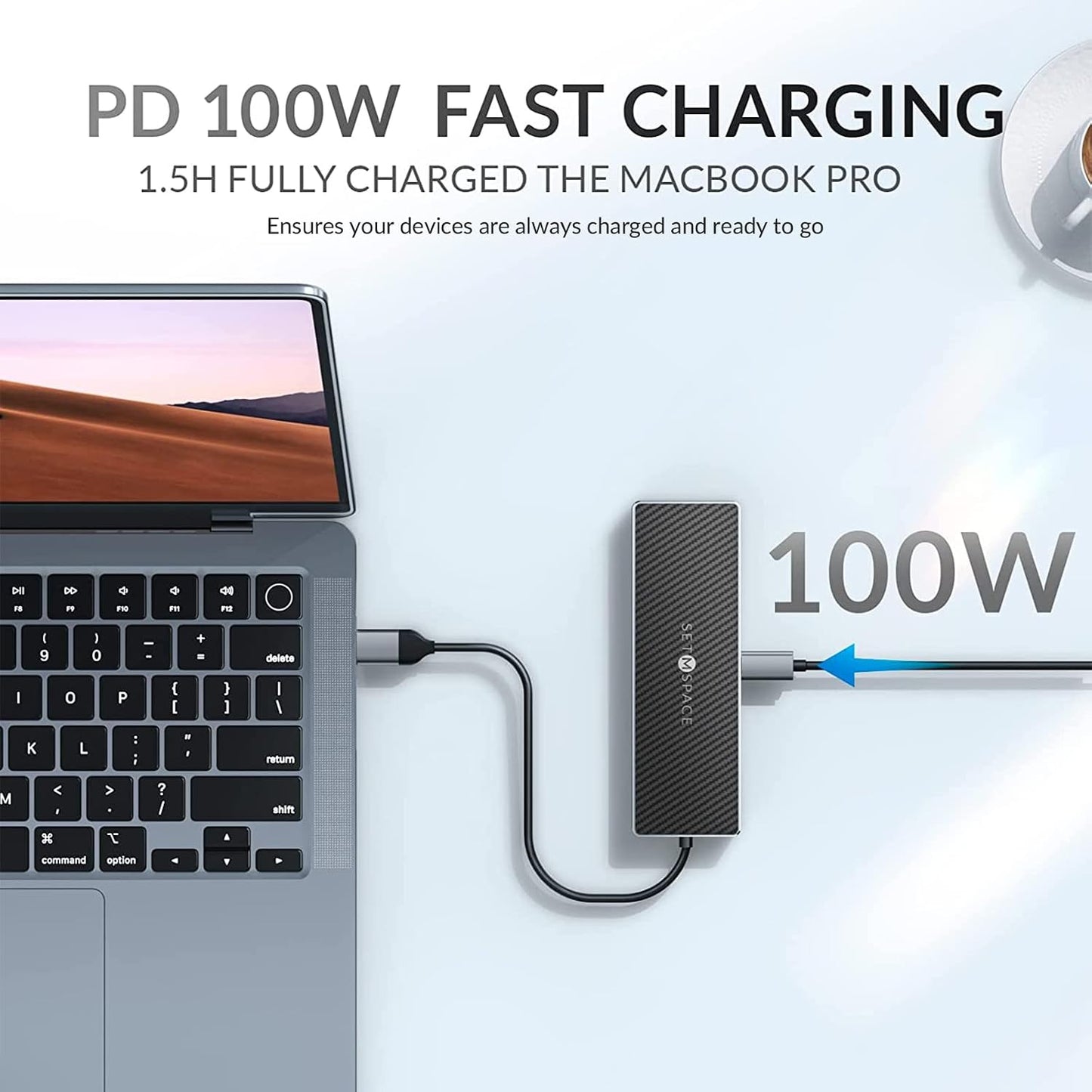 SETMSPACE 10 1 1000M, 100W, 3.0, 4 7.87in USB C Docking Station, Laptop Docking Station in with Ethernet USB C Hub