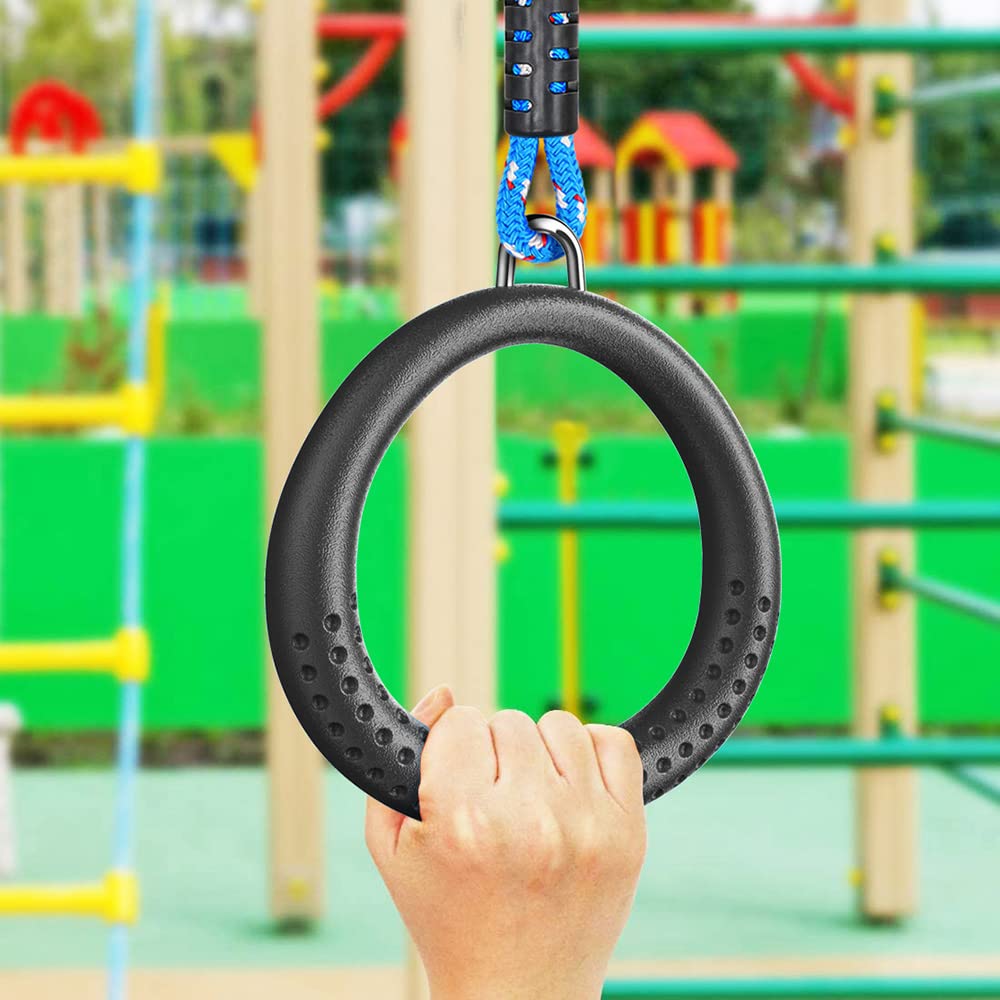Dolibest 2 Pack of Ninja Gymnastic Rings, Monkey Ring Outdoor Backyard Ninja Accessories Set, Obstacle Course for Training,1000LB Capacity(Black)