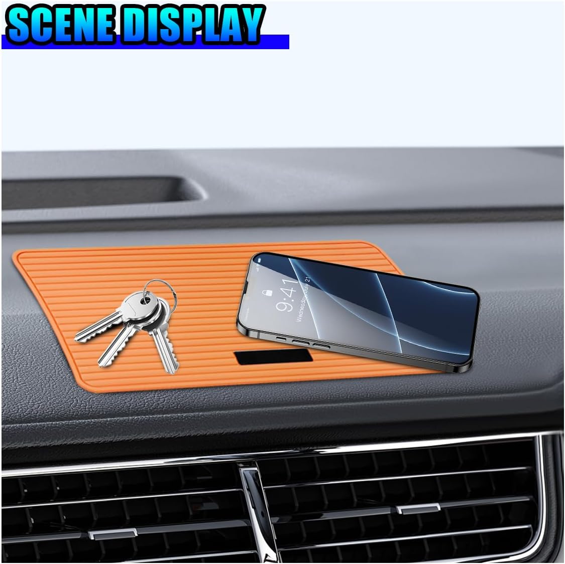 Craedli 11.81"5.94" Car Dashboard Anti-Slip Mat, Waterproof PVC Phone Gripping Tray, Multifunctional Auto Dash Sticky