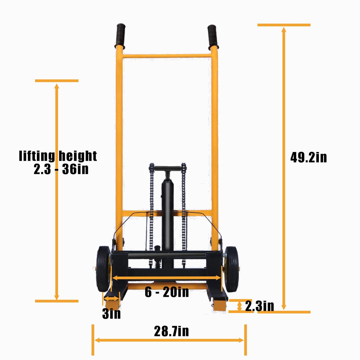 Manual Forklift Material Stacker, Hand Truck Lifts with Fixed Legs and Adjustable Forks, 2.3-36" Lifter Hieght Hydraulic Lift for Factory, 440Lbs (Foot Pedal)