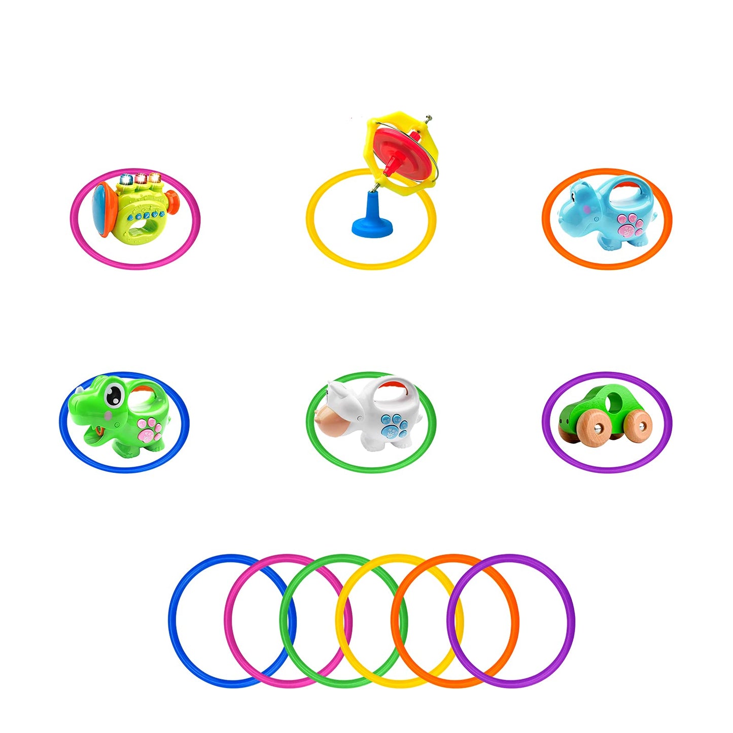Topbuti 24 Pcs Multicolor Plastic Toss Rings Ring Toss Game Carnival Rings for Speed and Agility Practice Games, Garden Backyard Outdoor Games, Bridal Shower Game, Game Booth (3.94 Inch)