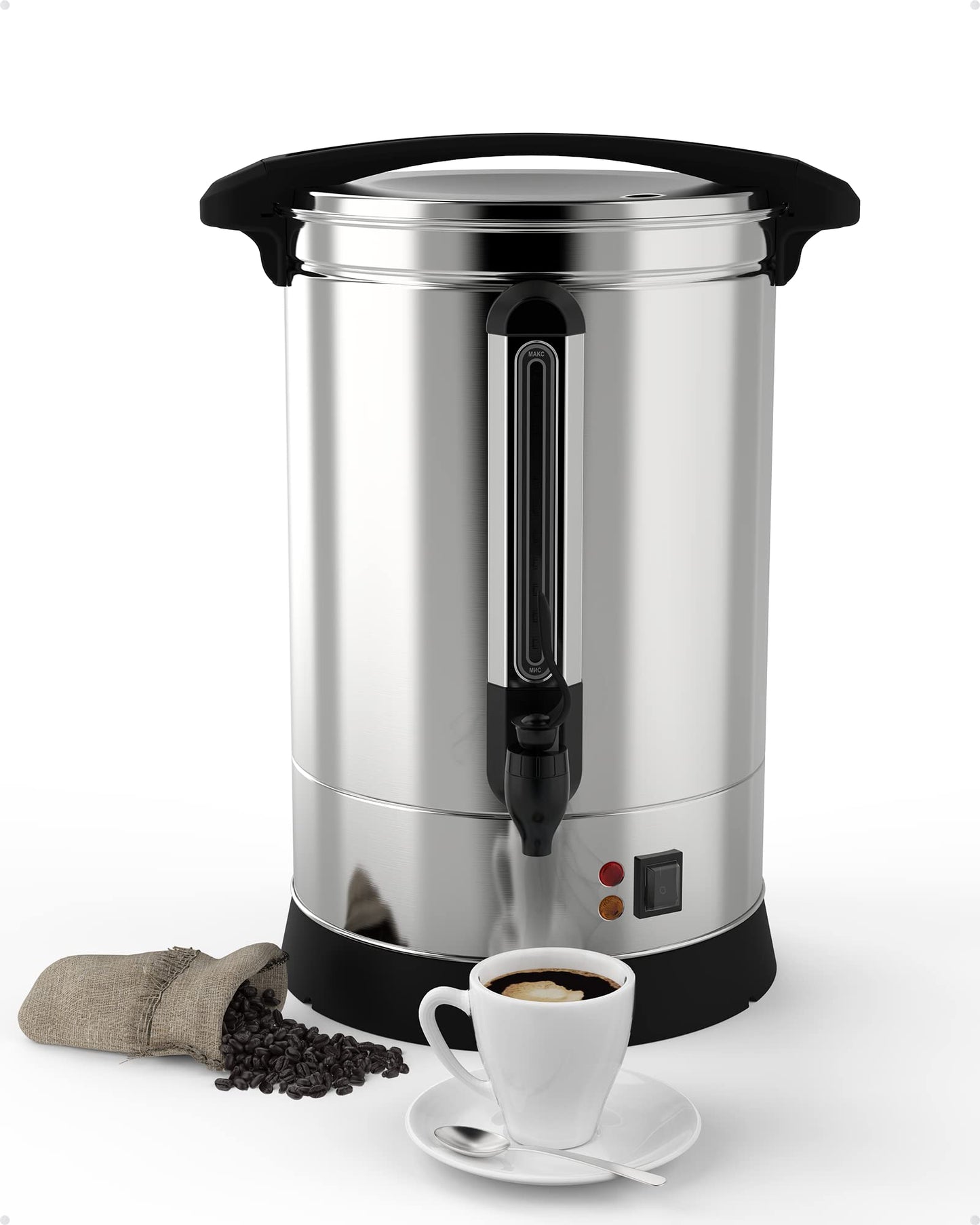 Takywep 100 Cups-14L Commercial Coffee Urn, Fast Brew Stainless Hot Water Dispenser, Coffee Dispenser Electric, Hot Water Urn for Catering, Meeting, Party,Silver