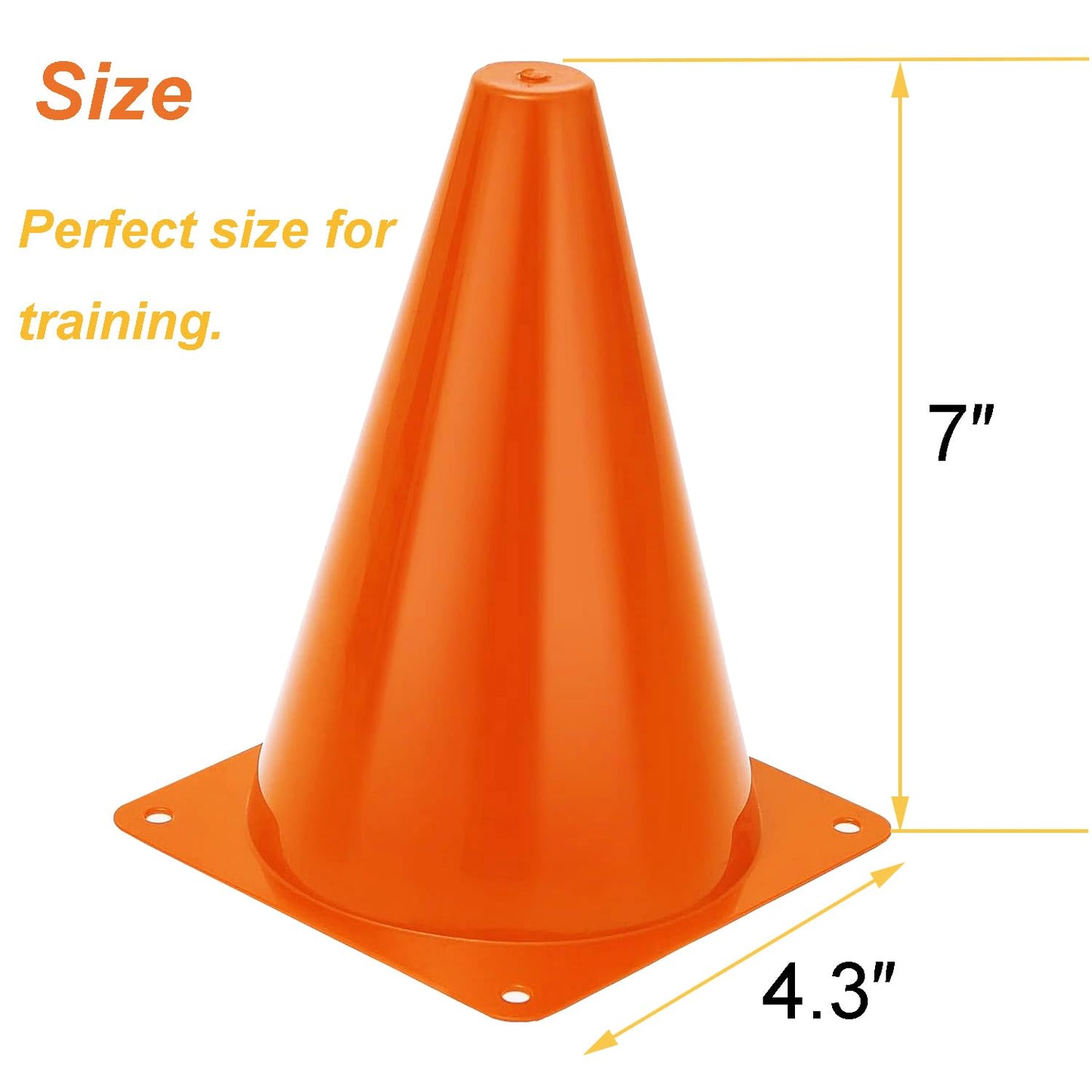 7 Inch Soccer Cones with Carry Bag,15 Pcs Sports Training Cones, Basketball Football Skating Drills Cones, Small Plastic Agility Marker Cone For Indoor and Outdoor Games,Orange Mini Traffic Cones