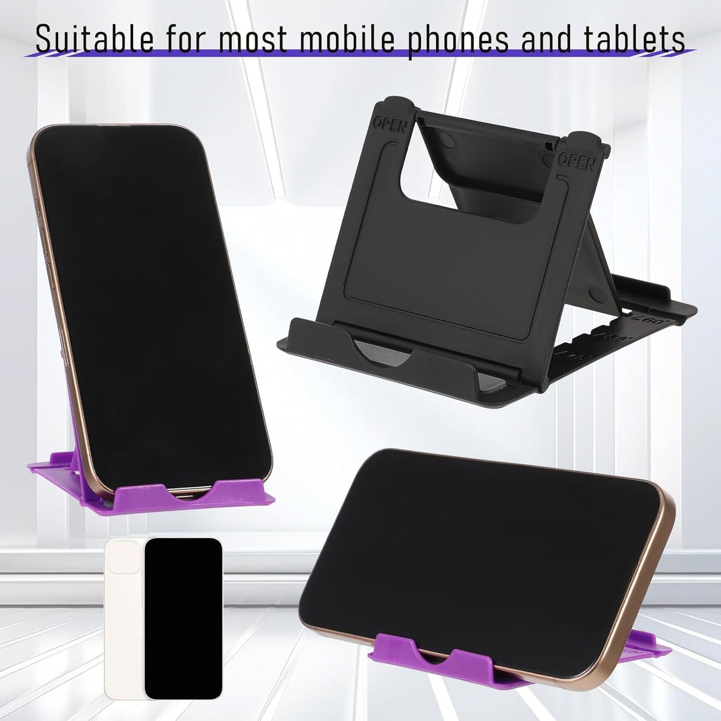 Bruislard 7 Pack Foldable Phone Stands Holder, Multi-Angle Desktop Tablet Stand Portable Universal Tabletop Phone