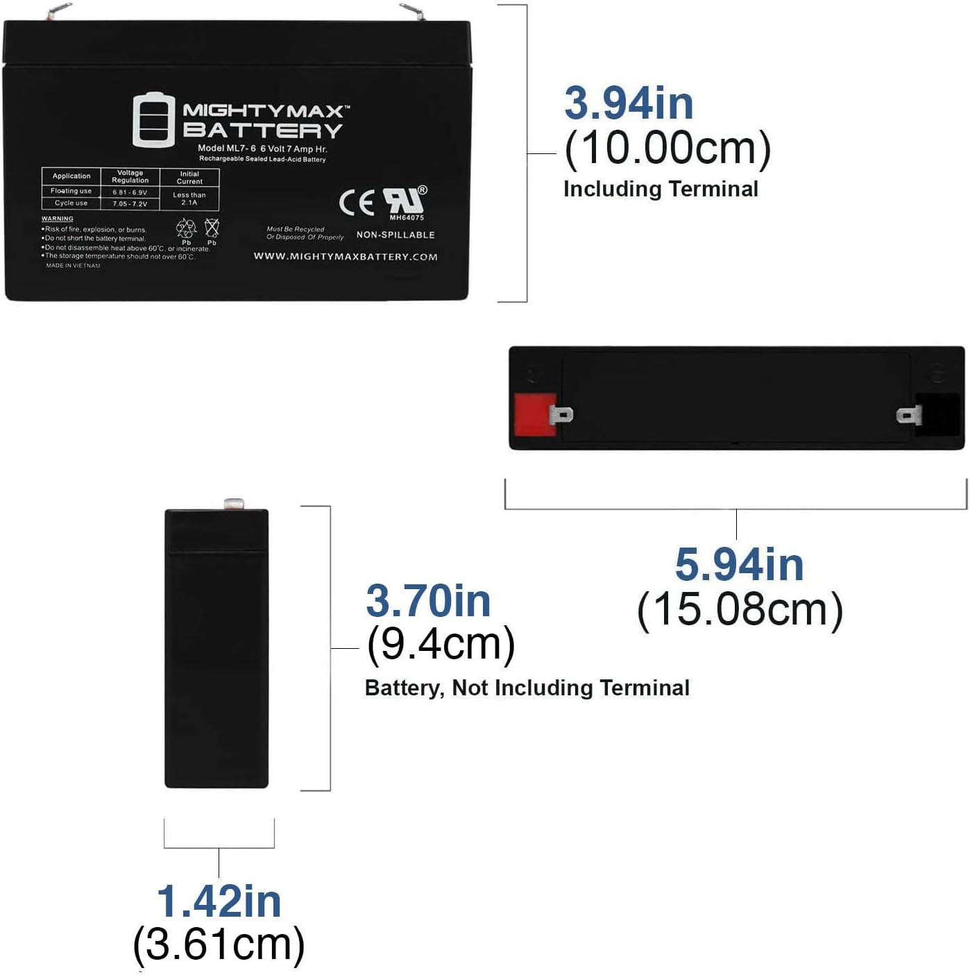 Mighty Max Battery 6V 7Ah UR500RM1U 2 Pack SLA Replacement Battery for CyberPower