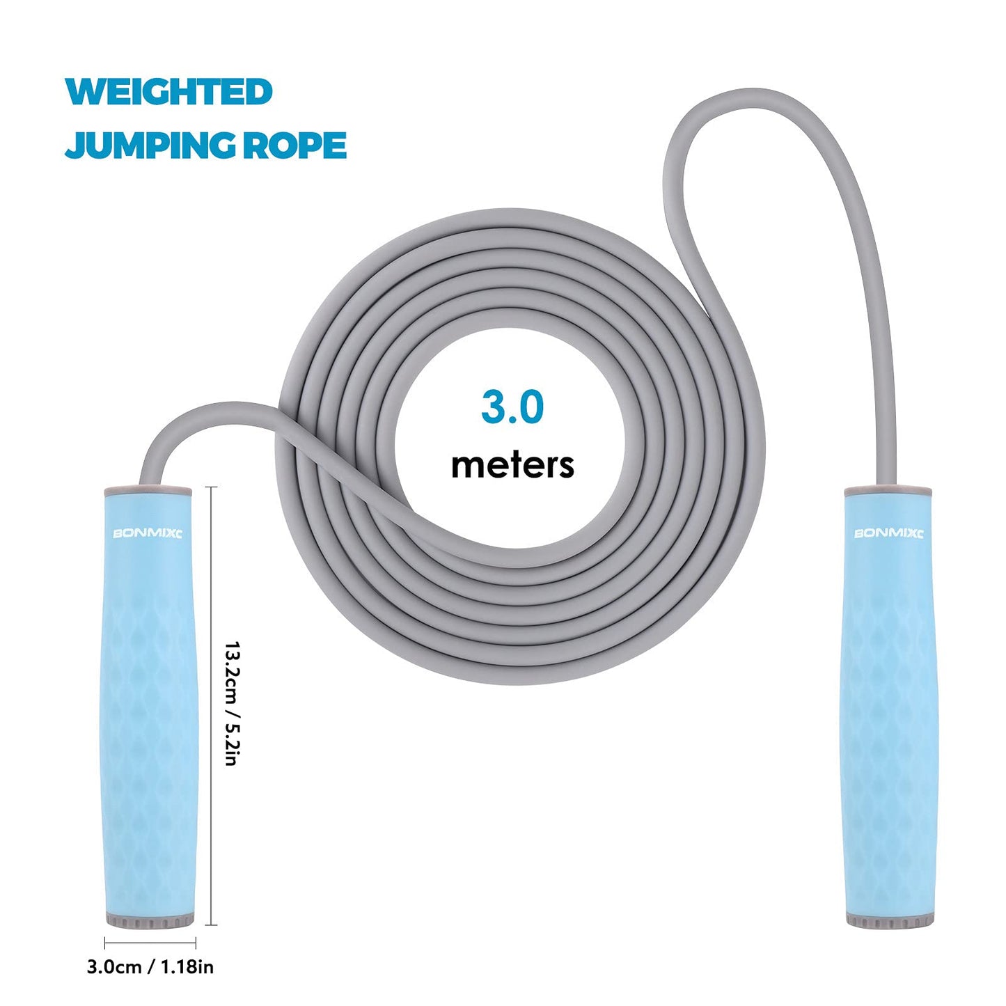 BONMIXC Weighted Jump Rope 1-LB Heavy Jump Rope For Women Stylish Silicone Handles Adjustable Length Skipping Rope Exercise for Fitness Masters