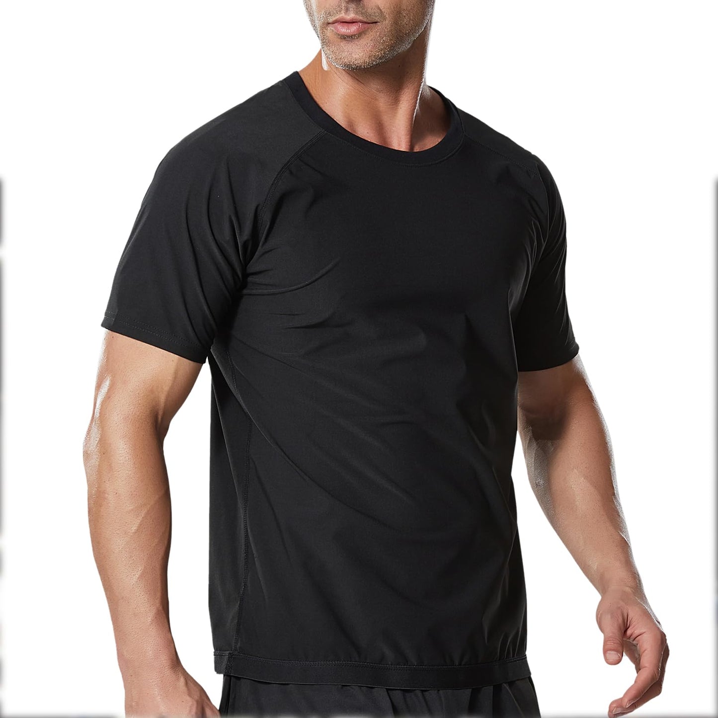 Towintec Sauna Shirt for Men Short Sleeve Sweat Suit Heat Trapping T-shirt Weight Loss Hot Suits Sports Gym Workout Shapewear MMA Training Sports Heat Trapping Body Smoothing Tops Shirts(Blue,2XL)