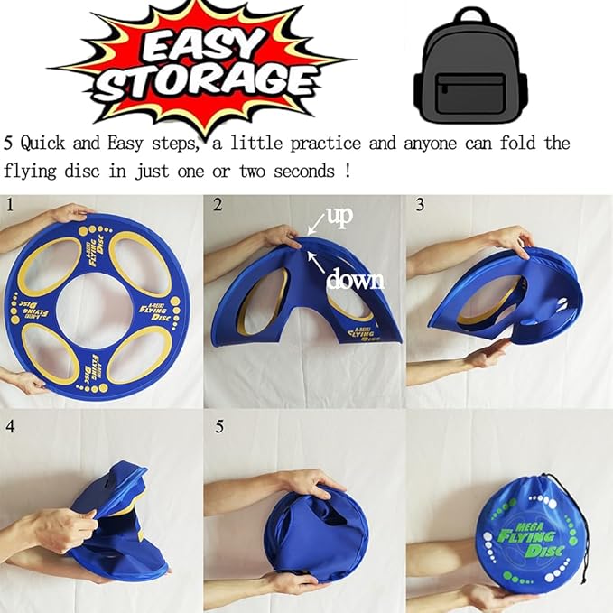 Giant Flying Disc Soft, Foldable & Floats in Air - Encourage Outdoor Play & Family Fun - Great for Kids, Parent-Child Interaction, and School Activities