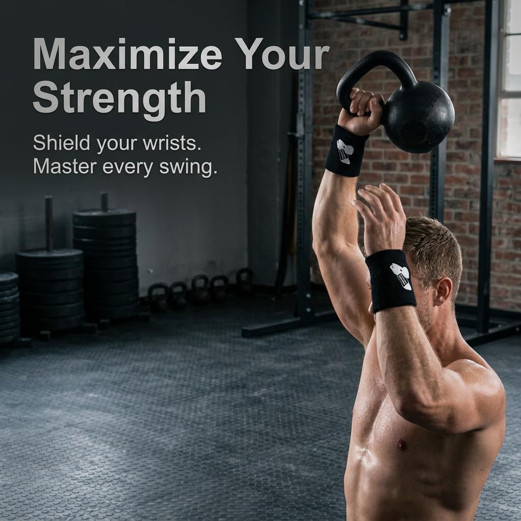 2pcs Kettlebell Wrist Guards for Men and Women, Sweat Weighted Wristbands with Insert Support, Shock-Absorbing Sleeve Protector for Sports, Weightlifting, Crossfit, Fitness Training, One Size Fits All