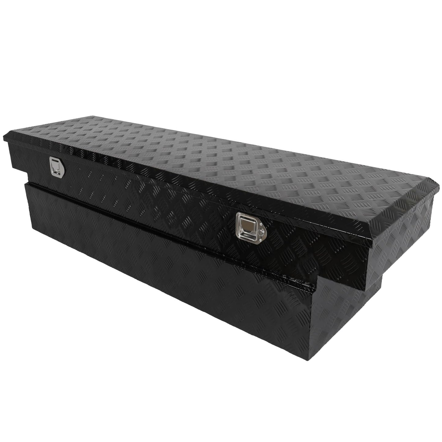 SCITOO 69" Aluminum Diamond Plate Truck Bed Tool Box,Heavy Duty Crossover Storage for Most Full Size Pickups,Lockable Weatherproof Chest,Fits 69"WX20"DX20"H Truck Beds,Easy Access to Load and Unload