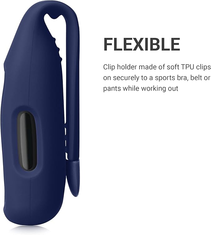 kwmobile 2X Clip Holders Compatible with Fitbit Inspire 3 / Inspire 2 / Ace 3 - Clip-On Holder Replacement Set - Black/Dark Blue