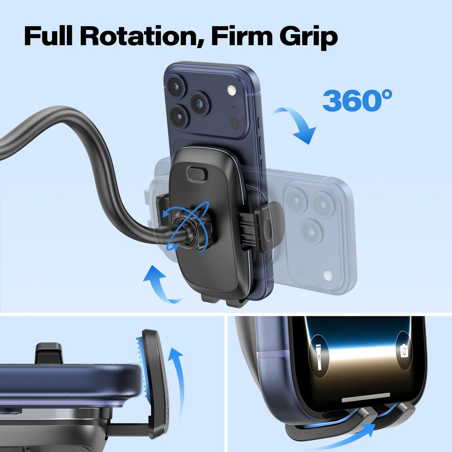 APPS2Car 14'' Gooseneck Car Phone Holder,Heavy Duty Phone Holder for Truck, [Flexibile Long Arm] [Anti Shake