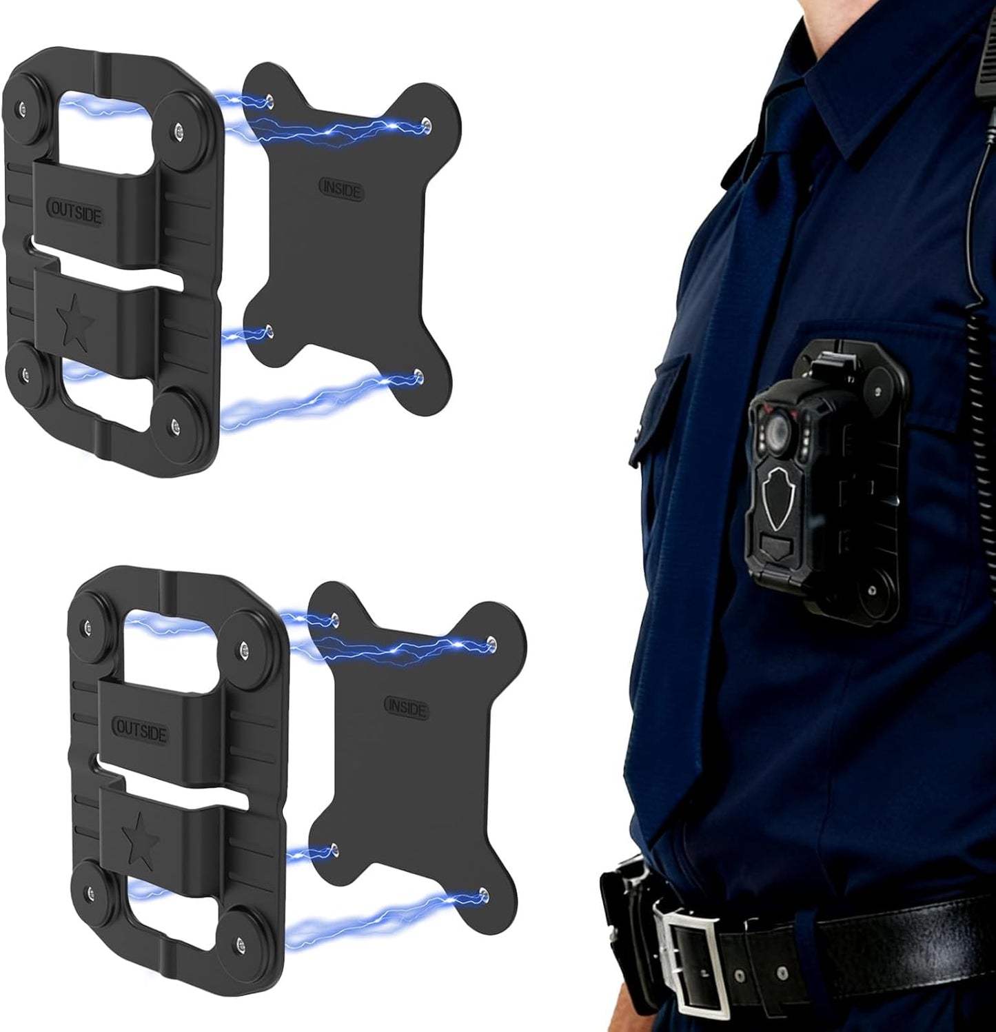 SZSDMY 2 Pack (BLACK2) Body Camera Mount,Universal Strong Magnet Cam Holder Stick to Clothes Prevent Moving,Compatible