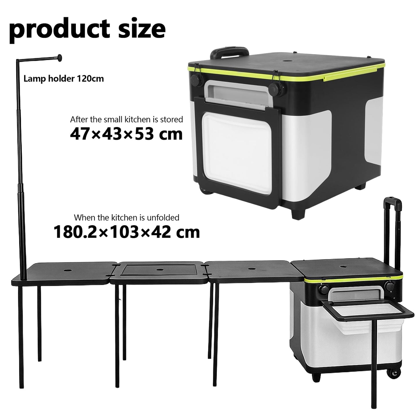 Outdoor Grill Cart Table with Wheels Portable Folding Camp Cook Station with Light Poles for Picnic Party Beach BBQ Cooking Indoor