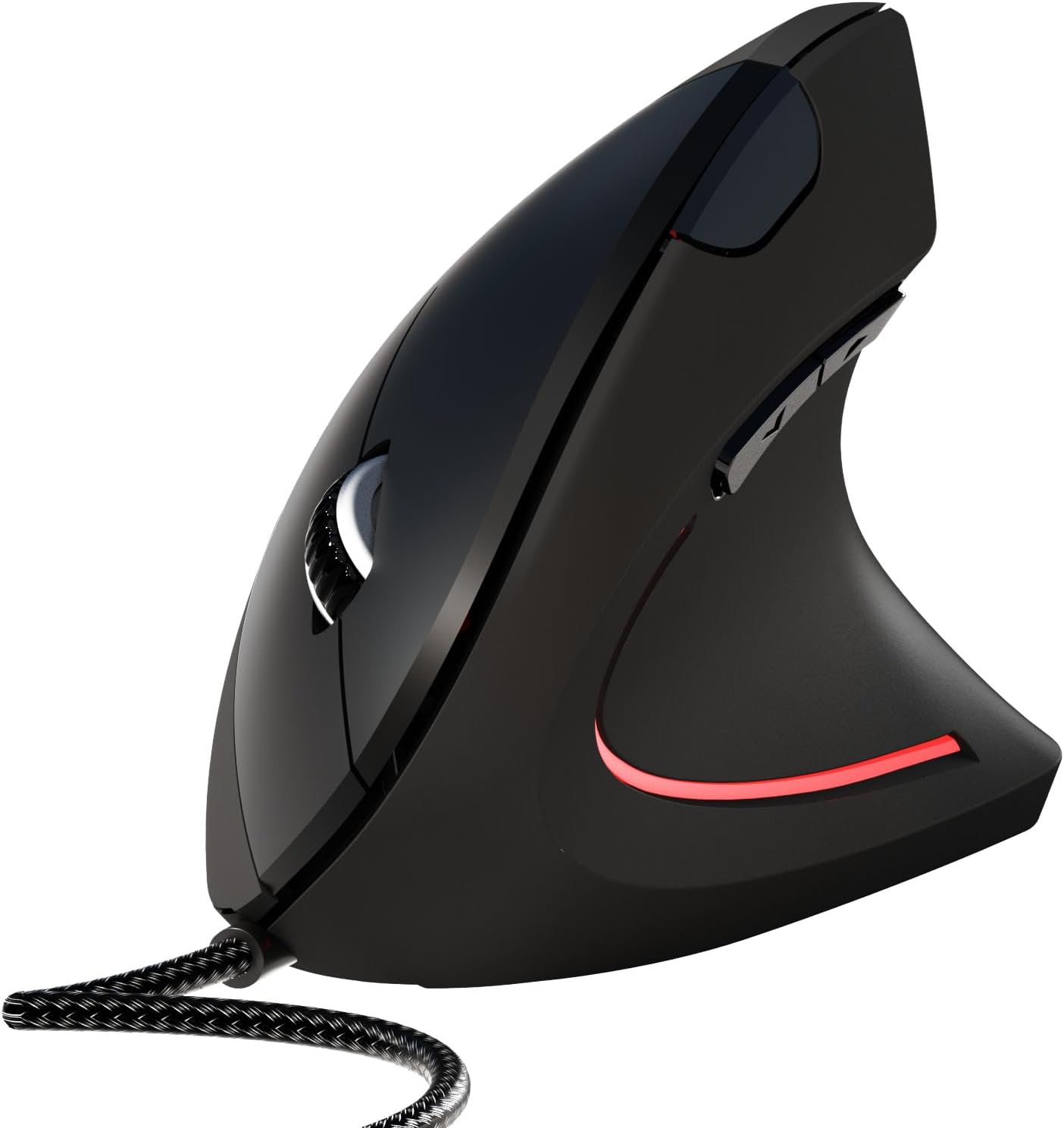 ROCK&ROWN Cable,6 Buttons,6400 Wired Ergonomic Mouse,Vertical Mouse with Nylon-Braided Adjustable DPI,Silent Mouse