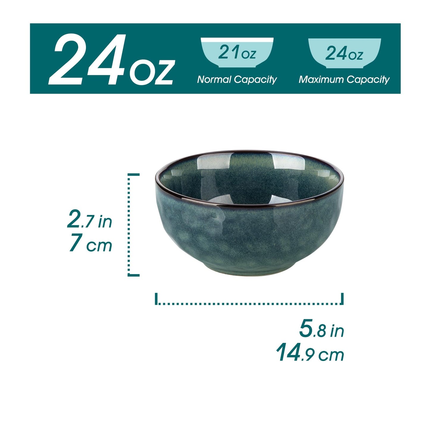 vancasso Starry 24oz Bowls for Soup, Ceramic Deep Soup Bowls Set of 4, Green Cereal Bowls Set for Kitchen, Salad Bowls Set, Pasta Oatmeal Bowls, Lead-free, Dishwasher & Microwave Oven Safe