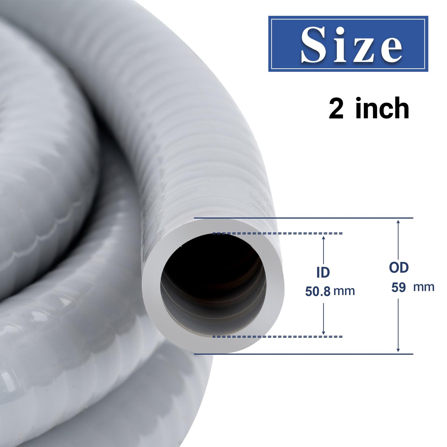 Geowaky 2 Inch 25 FT Liquid-Tight Conduit and Connector Kit Non Metallic Flexible Conduit Electrical Kit - 5 Straight and 3 Angle Fittings Included for Electrical Wiring