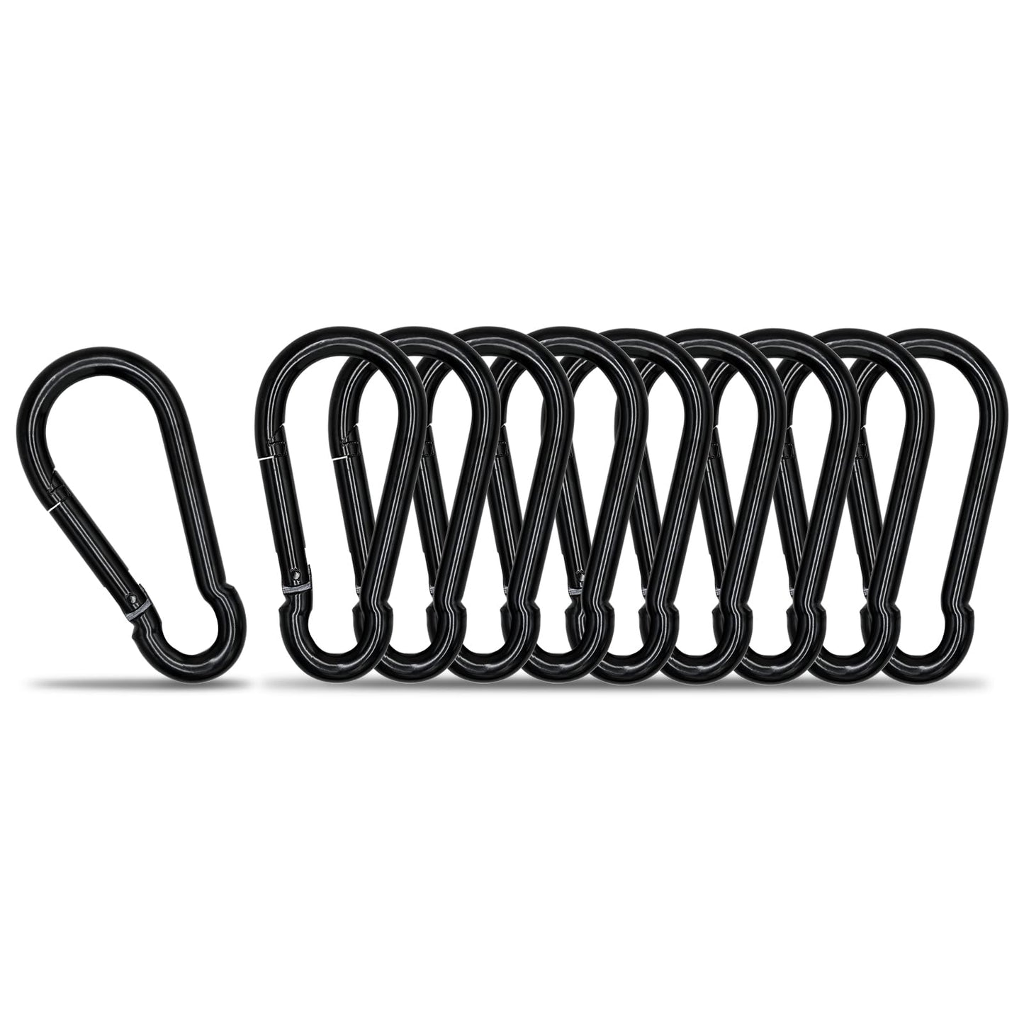 Small Carabiner Clip Hook, 1.57 inch 10 pcs Black Heavy Duty Spring Snap Hook Key Chain, Carabiners Clips for Outdoor Camping, Swing Set, Hammock, Hiking Travel, Fishing, Quick Link Keychain