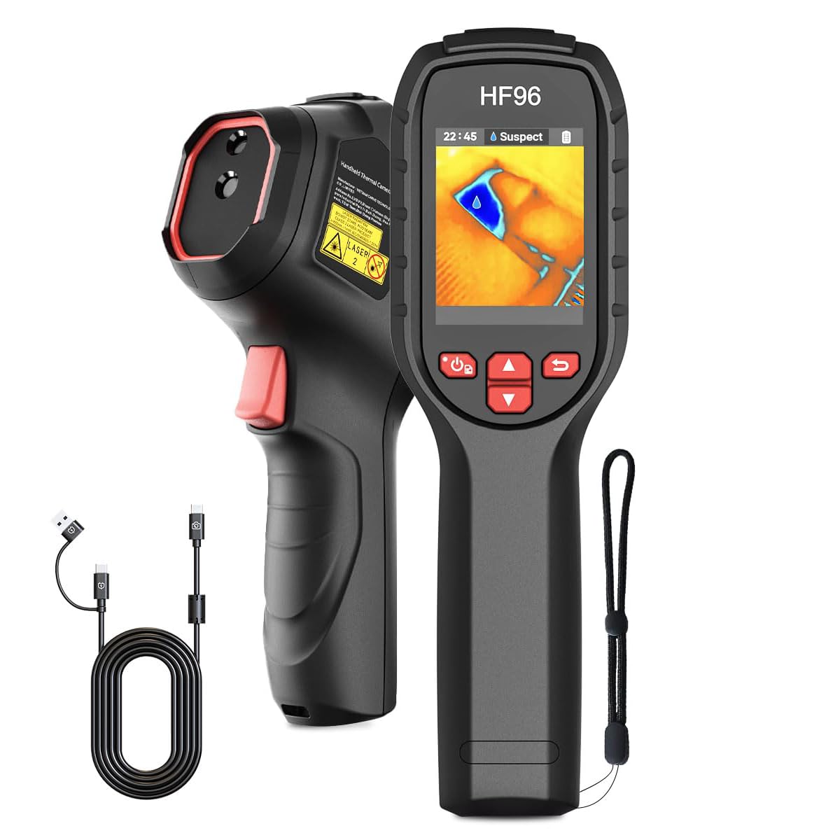 HF96 Thermal Camera with AI Scene Detection, Laser Pointer, 240x240 Super Resolution, -4°F~1022°F, Thermal Imaging Camera for HVAC Electrical Building Inspection,25Hz Infrared Camera,11h Runtime