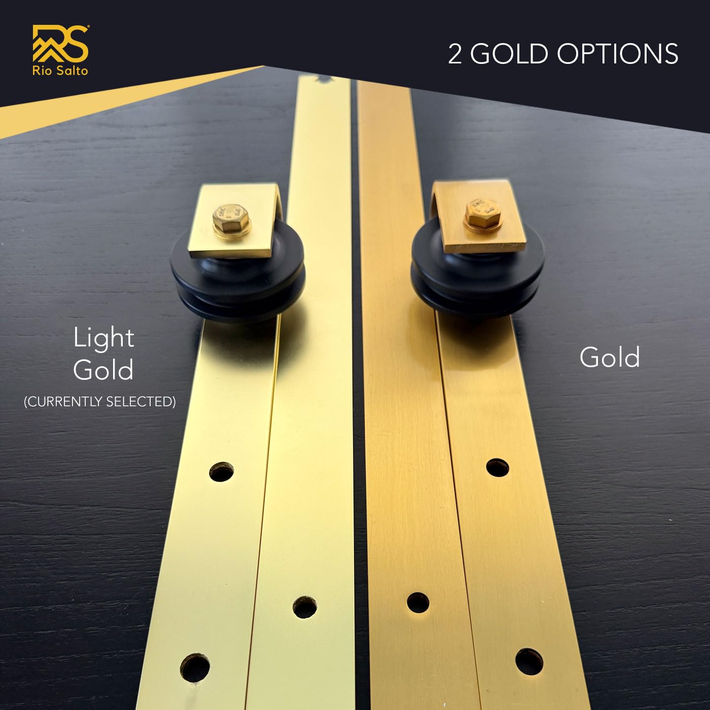 Rio Salto Gold Barn Door Hardware Kit 84" Length 7FT Sliding Door Hardware Modern Barn Interior Brushed Brass Panel Hardware (Hardware Kit, 7 Feet - Single Door)