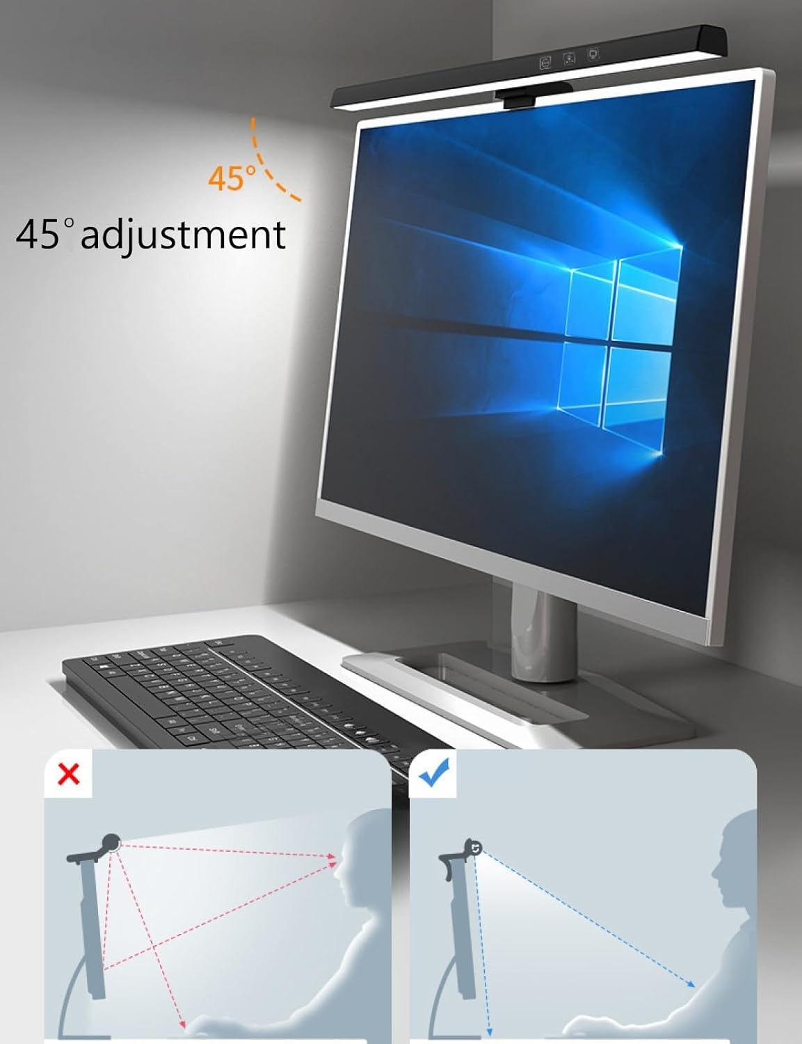 BLYGACN Dimming Computer Monitor Lamp, Screen Monitor Light Bar for Eye Caring, Screen Monitor Light Bar with Backlight