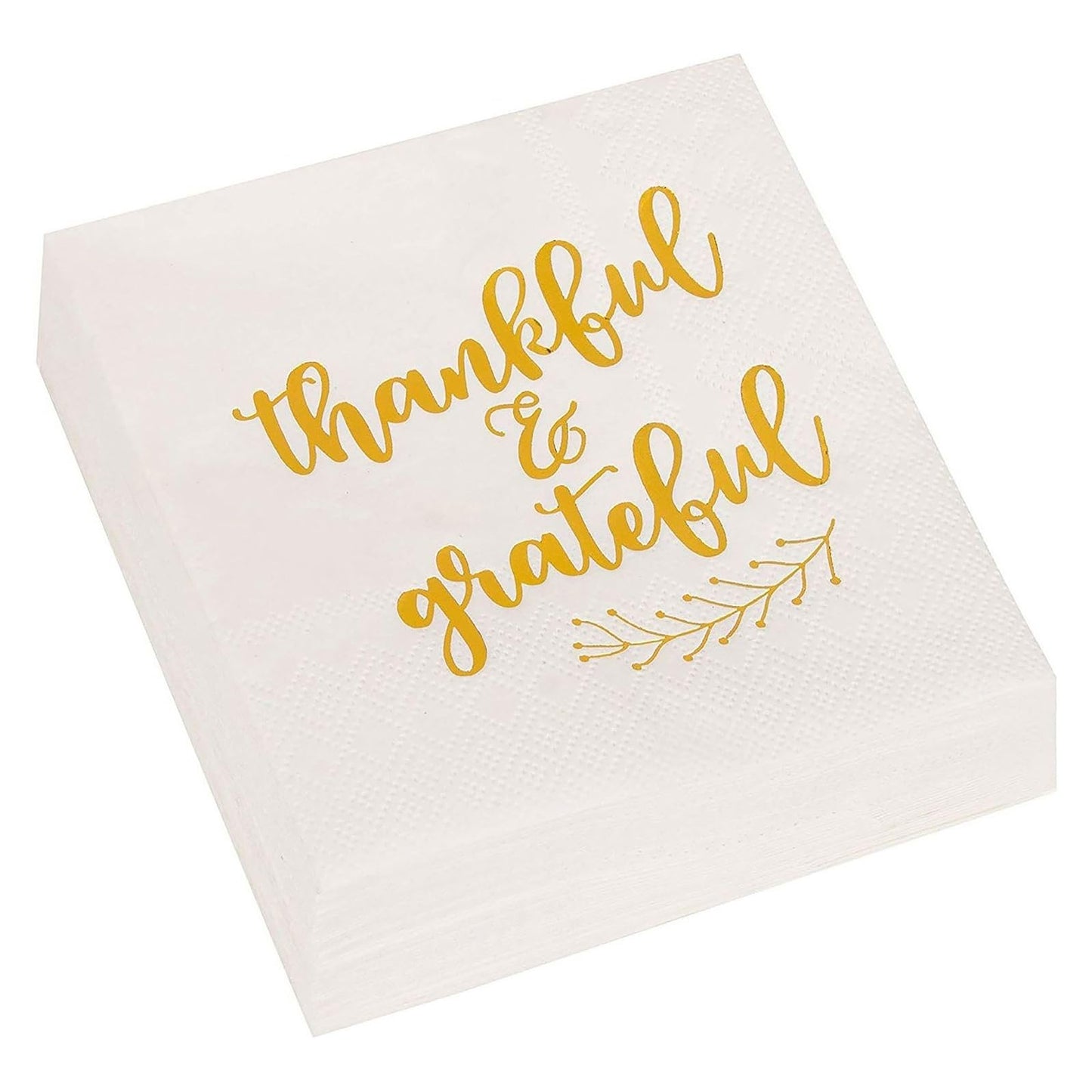50 Pack Thanksgiving Cocktail Napkins Party Supplies Table Decorations, Thankful and Grateful (5 x 5 In)