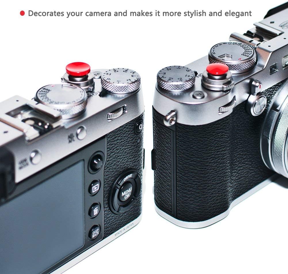 11mm 10mm Surface(2 Pack) VKO Red Metal Soft Shutter Release Button,Delicate Camera Shutter Button Concave Convex
