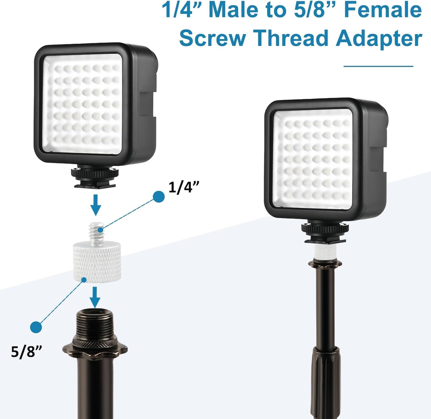5/8" 1/4" Mic Stand Adapter Female to Male, Microphone Screw Adapter, Thread Conversion Connector for Microphone Mount