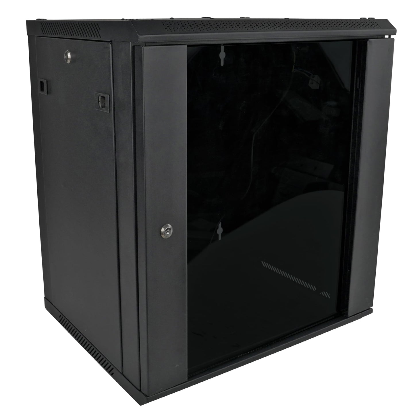 Pearington 12U Server Rack Enclosure with Glass Door, Cooling Fan, Locks, & Removable Side Panels - 12U Wall Mount Network Cabinet