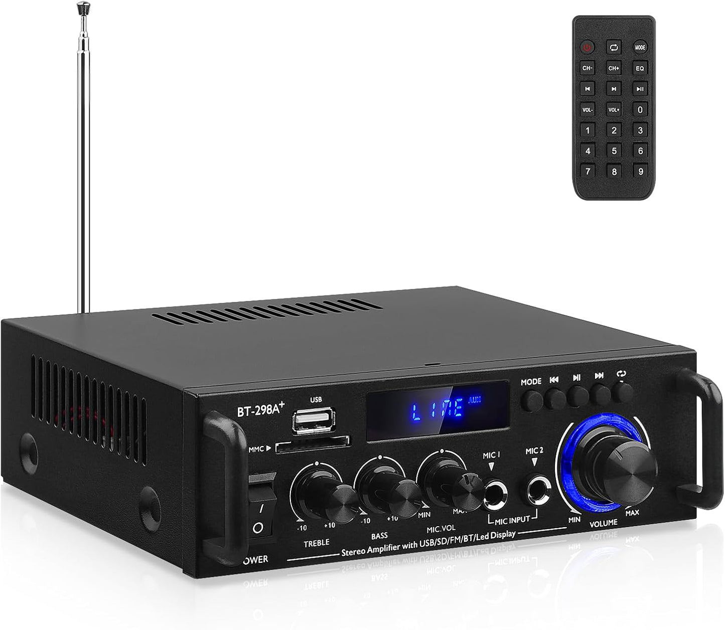 Generic BT-298A+ 40Wx2 AEXCVG Stereo Home Audio Amplifier HiFi Bluetooth Stereo Receiver Mini Home Theater Amplifier