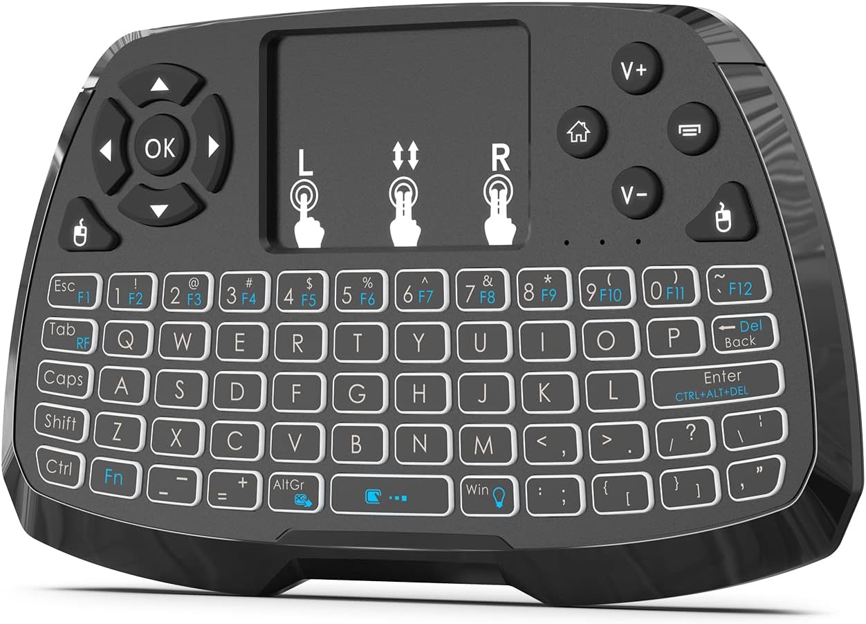 Miritz A3 -2.4GHz 7-Clolor TV/PS4/MacOS/Tablet Mini Keyboard with Touchpad & Bluetooth Dual-Mode, Backlit