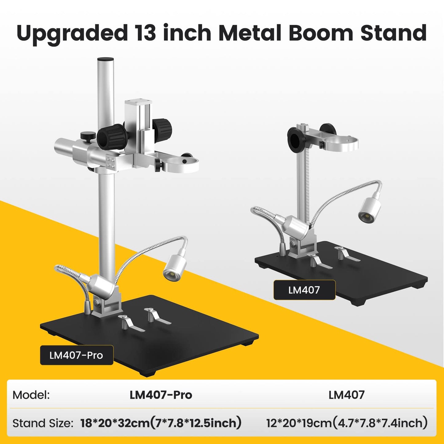 LINKMICRO LM407 Pro HDMI Digital Microscope for Soldering with 13'' Boom Arm Stand, UHD 2160P Video, Electronic Microscope Camera with 7 inch Screen for Adults Repair PCB, 270X, UV Filter