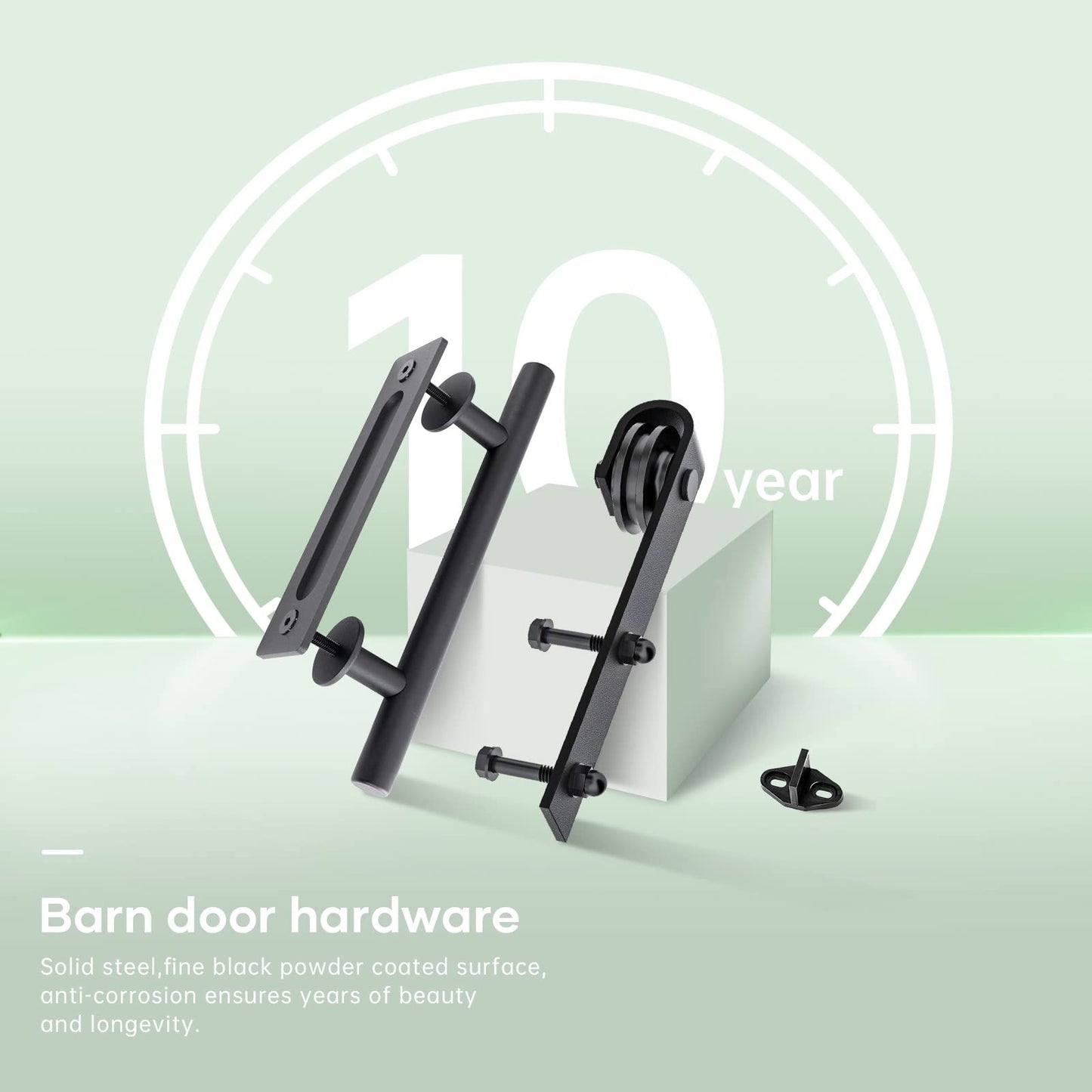 FREDBECK 42 x 84 inch Glass Barn Door with 7FT Barn Door Hardware Kit & Handle Included,5-Panel Frosted Glass,Wood Panel, Water-Proof Surface,Pre-Drilled Holes,Need Assembly