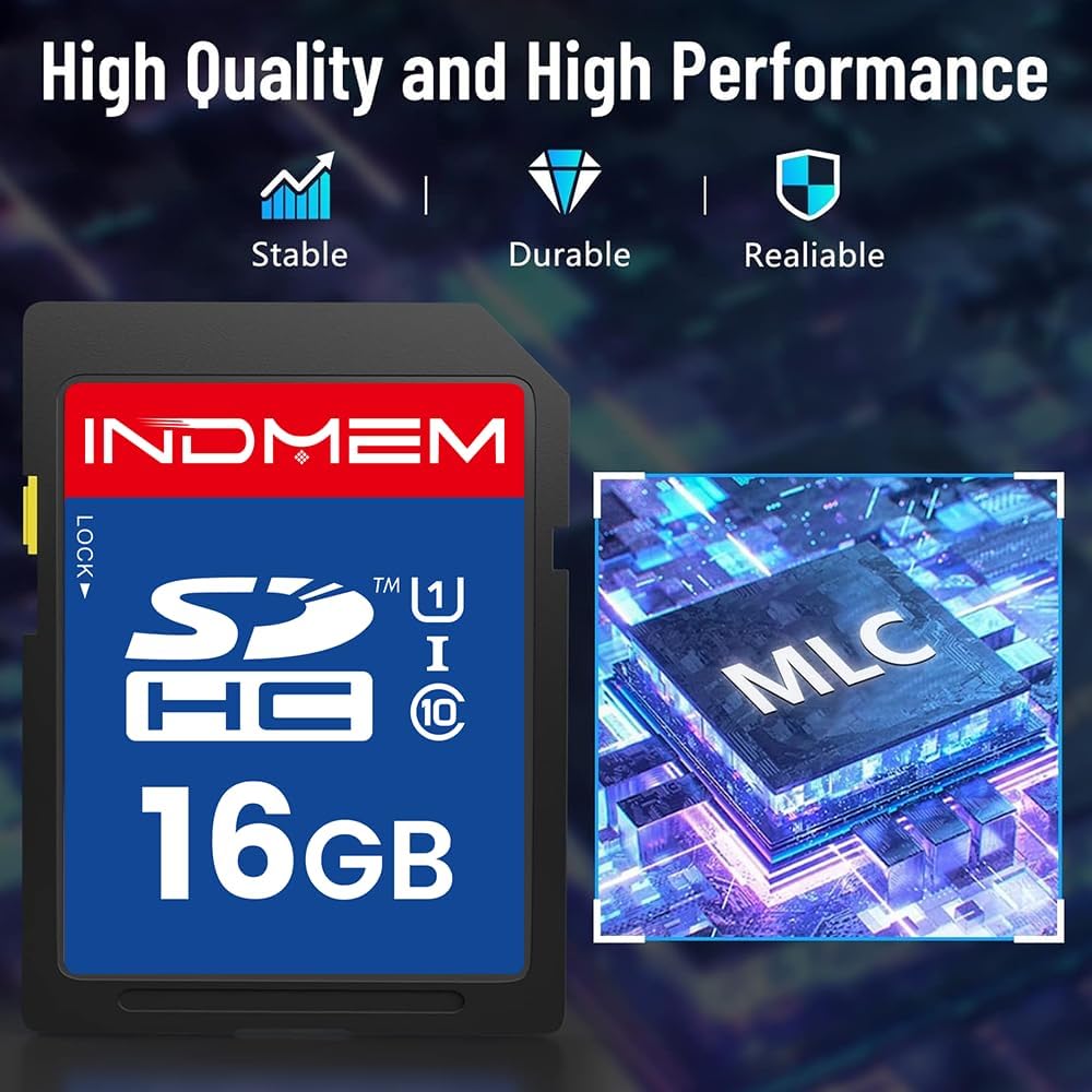 elecacc 16GB 2 Pack U1 10 16GB(2pc) SD Card, SDHC Flash Memory Cards UHS-I Class High-Speed Full HD Video Compatible
