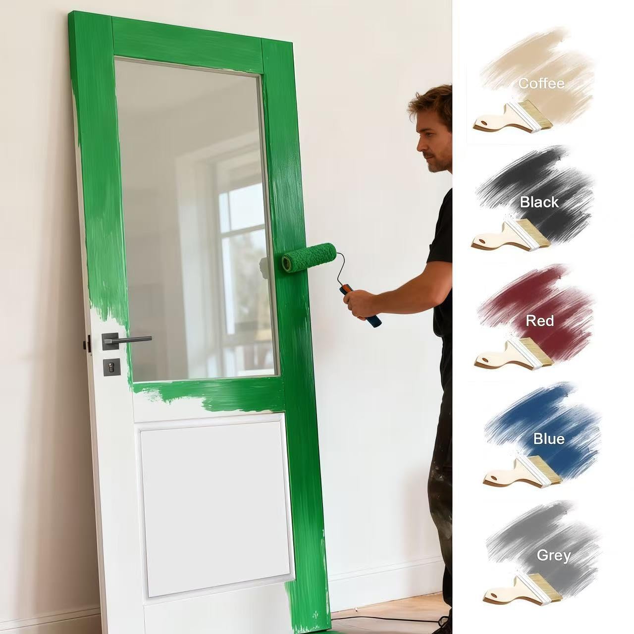 LetLuck 30"x80" Slab Door with Half Frosted Glass - Ideal for Closets, Storage Rooms, Bathrooms, Offices, and Interior Room Door - Solid Core Composite Material, No Hardware Included