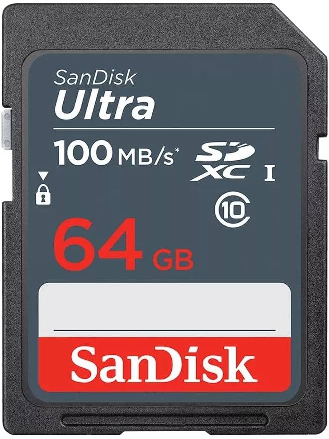 Sandisk 64GB 100MB/s, C10, U1, Ultra SDXC UHS-I Memory Card - Full HD, SD Card