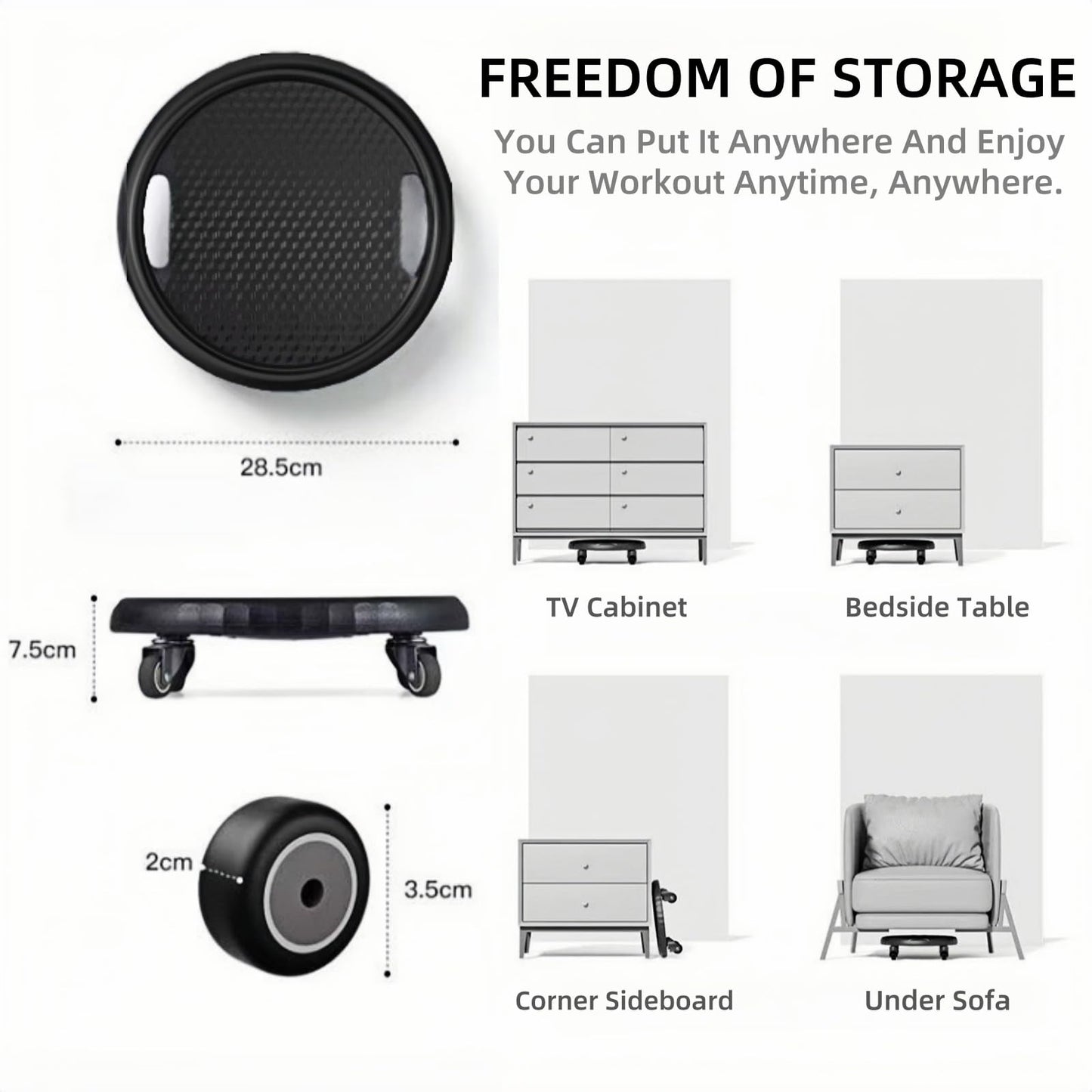 Ab Roller Wheel, Women's Multifunctional Abdominal Wheel Board with Mat,360° Rotating,for Home Gym, Full Body Fat Burning & Abdominal Training - Portable Fitness for Women (Black)