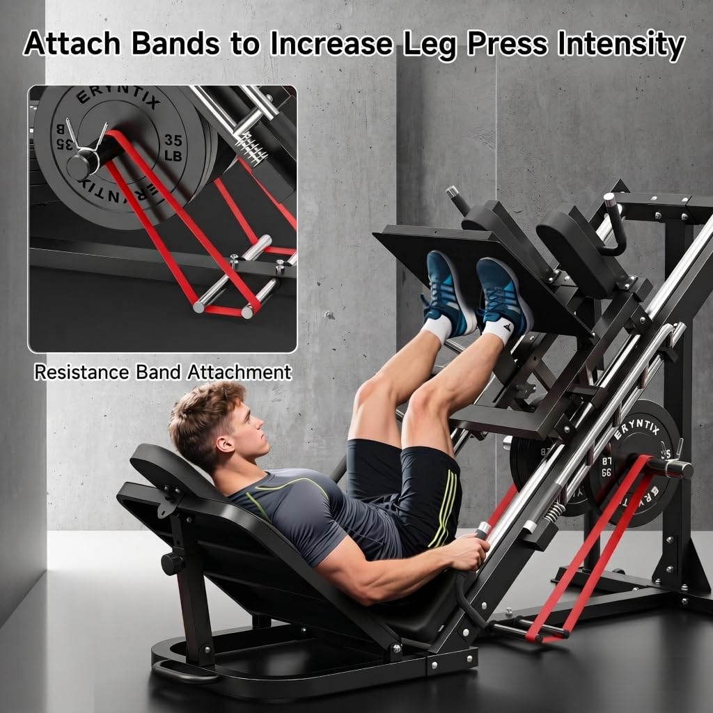 Leg Press Hack Squat Machine Combo, 45° Leg Exercise Machine ,Lower Body Special with Weight Storage for Quads, Hamstring, Glutes, Calves, Compact Home Gym Leg Day Equipment