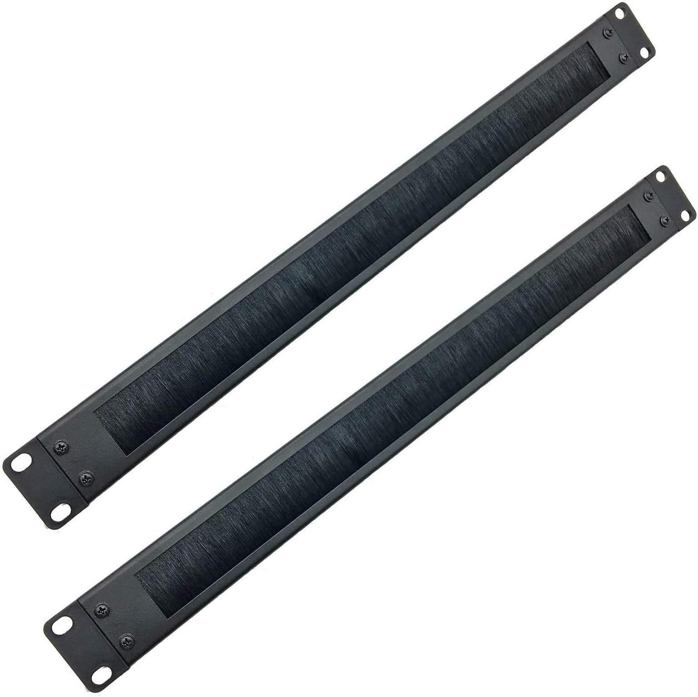 JINGCHENGMEI 2 Pack-1U 19-inch 19" (BF01UAB2PC) Brush Panel Rack Mount Disassembled Cable Management Panel with Brush