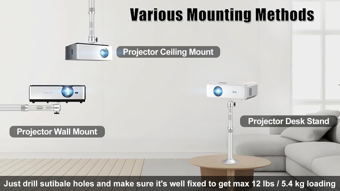 2-Be-Best 16-25.6in 41-65cm Projector Ceiling Mount Adjustable Projector Mount Length / Swivel Projectors Holder