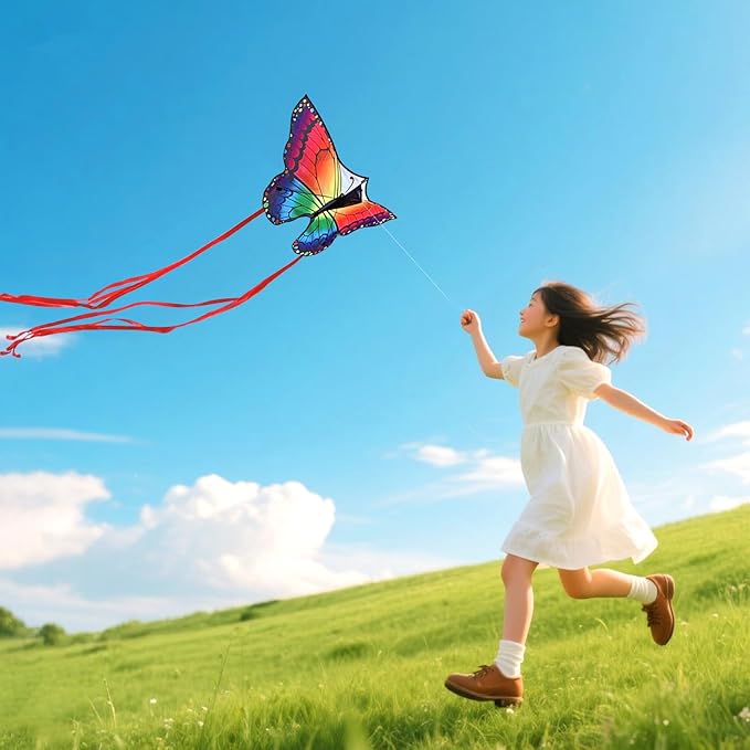 Butterfly Kites for Kids and Adults Easy to Fly, Single Line Beach Kite for Boys & Girls, 55’’ x 28’’ Butterfly for Teens Comes with 300 FT String Handle