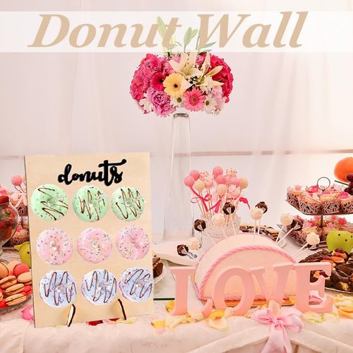 fghuim Donut Wall Donut Display Board Donut Stand Wood Decorate for Wedding Birthday Baby Shower Treat Party Decoration.